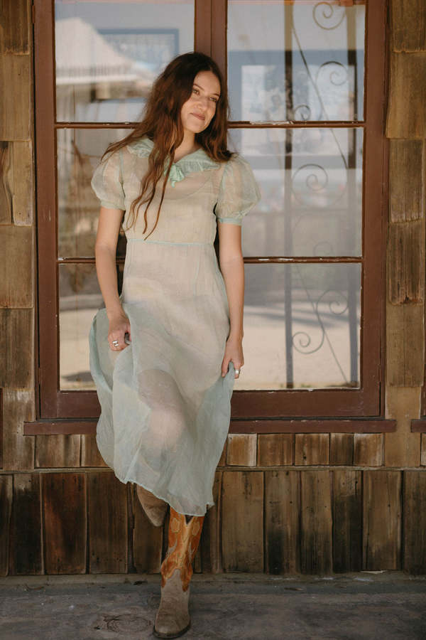 The Ludlow Shop 1930s Ruffle Organza Dress - Green | Garmentory