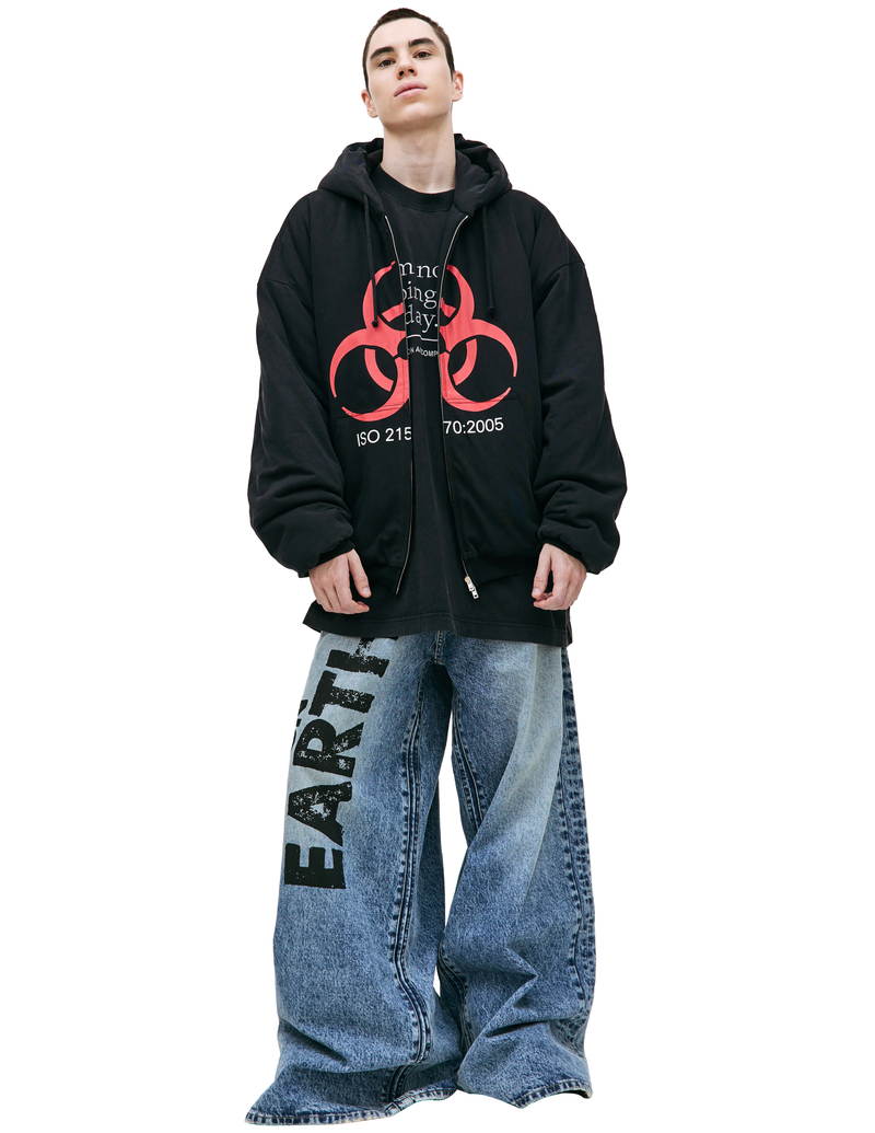 Vetements Oversized hoodie with print - Blue | Garmentory