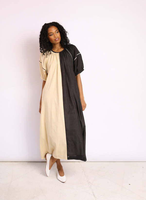 dark cream color dress Seek Collective Seek Bazaar Goa Dress - Black/Cream