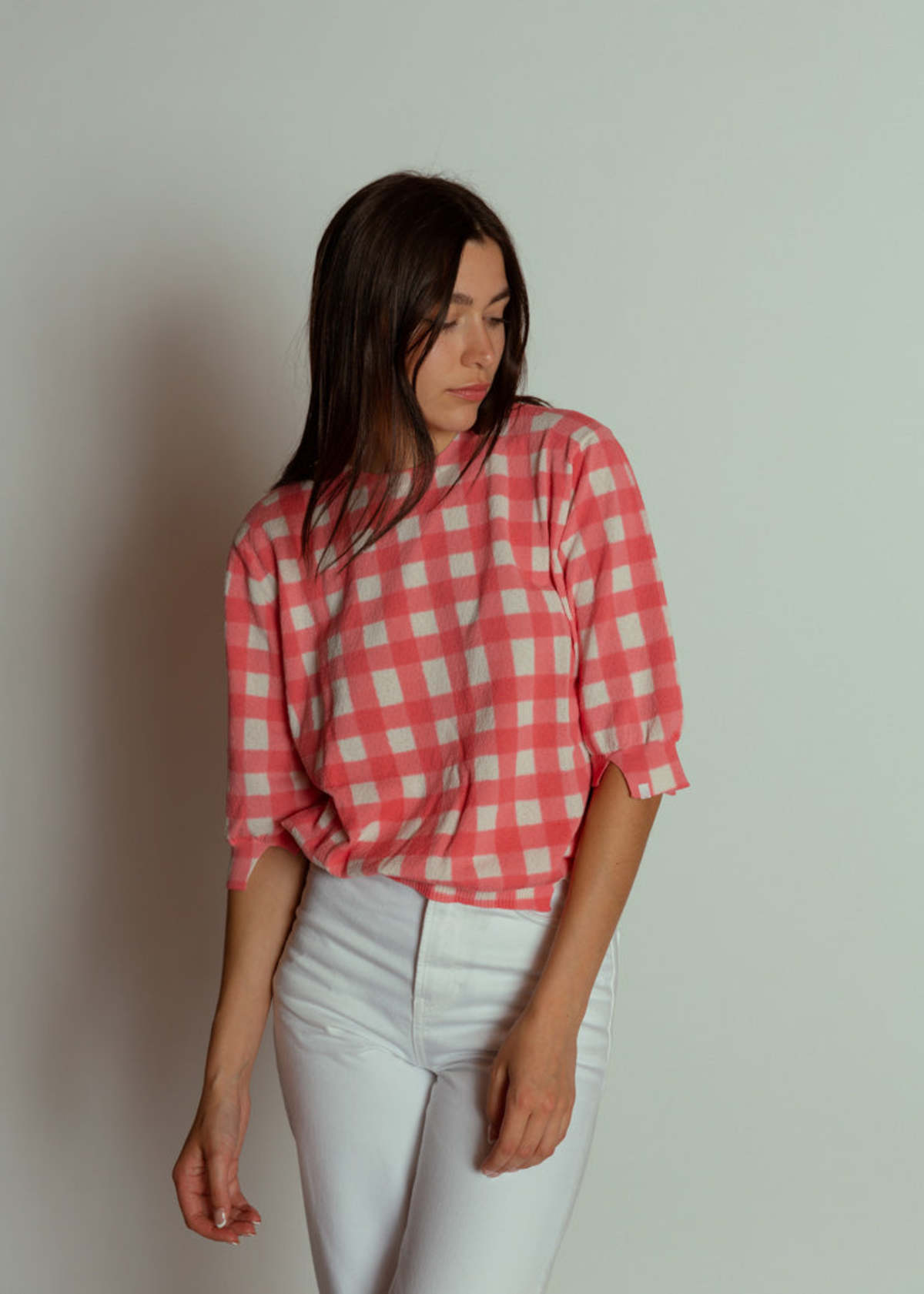 Antipast Cotton Pullover - Pink Check - Image 2 of 5