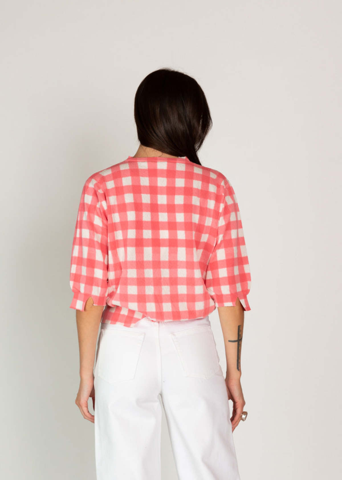 Antipast Cotton Pullover - Pink Check - Image 5 of 5