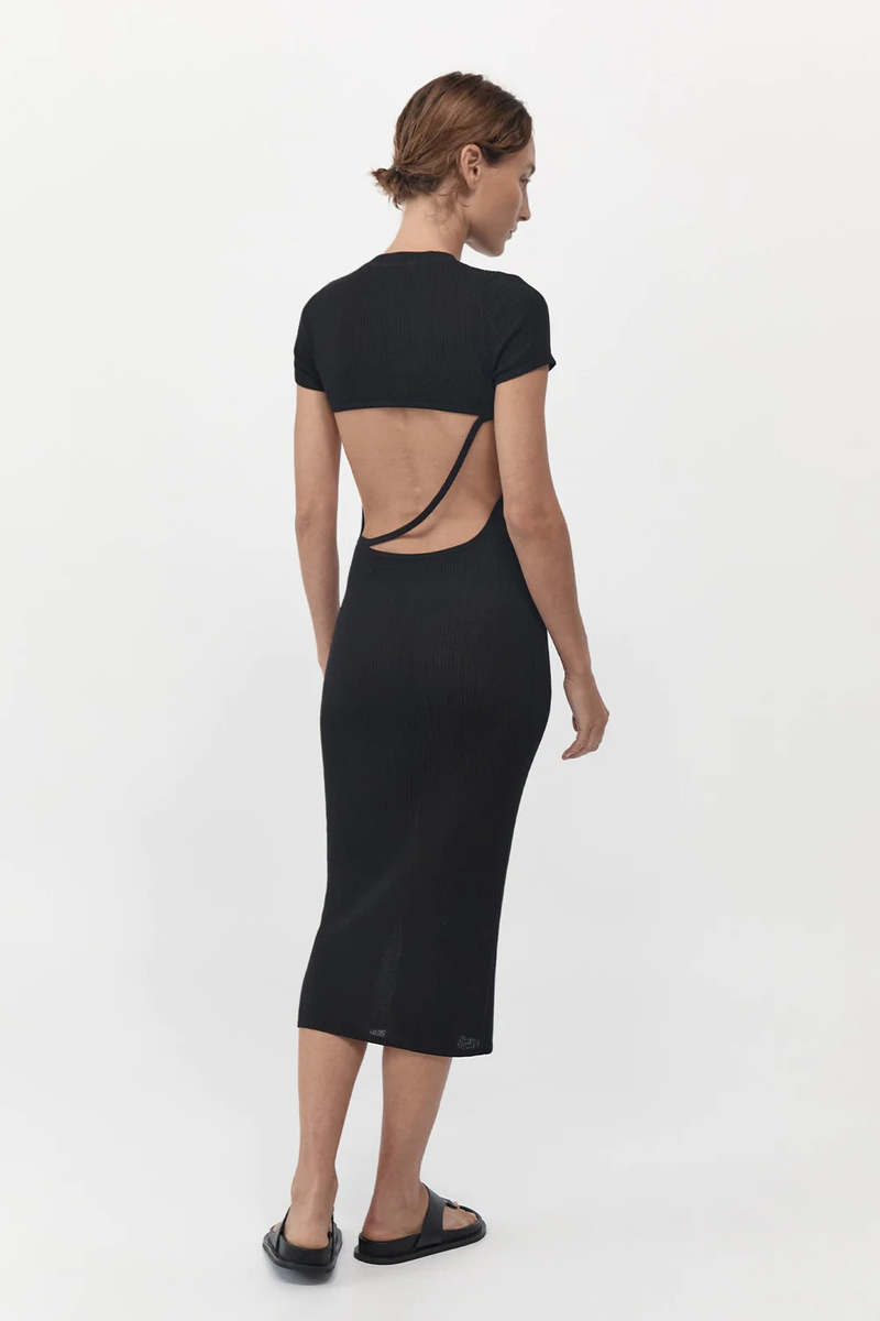 St. Agni Cut Out Knit Dress - Black | Garmentory