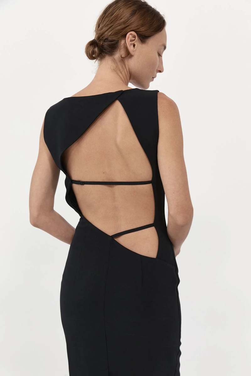 St. Agni Cut Out Midi Dress - Black | Garmentory