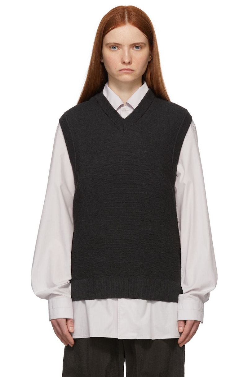 LEMAIRE-Black-V-Neck-Vest-