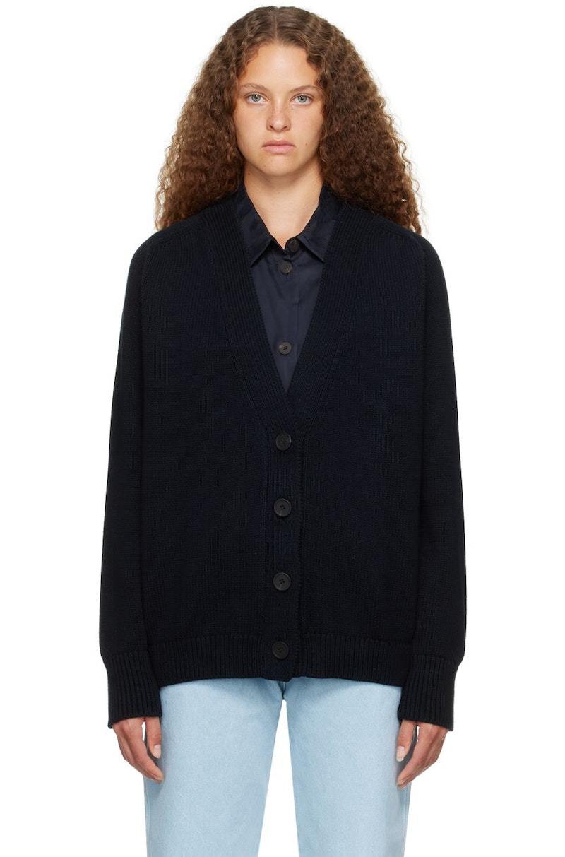 トップス STUDIO NICHOLSON CARDIGAN Studio Nicholson Cardigan - Darkest Navy | Garmentory