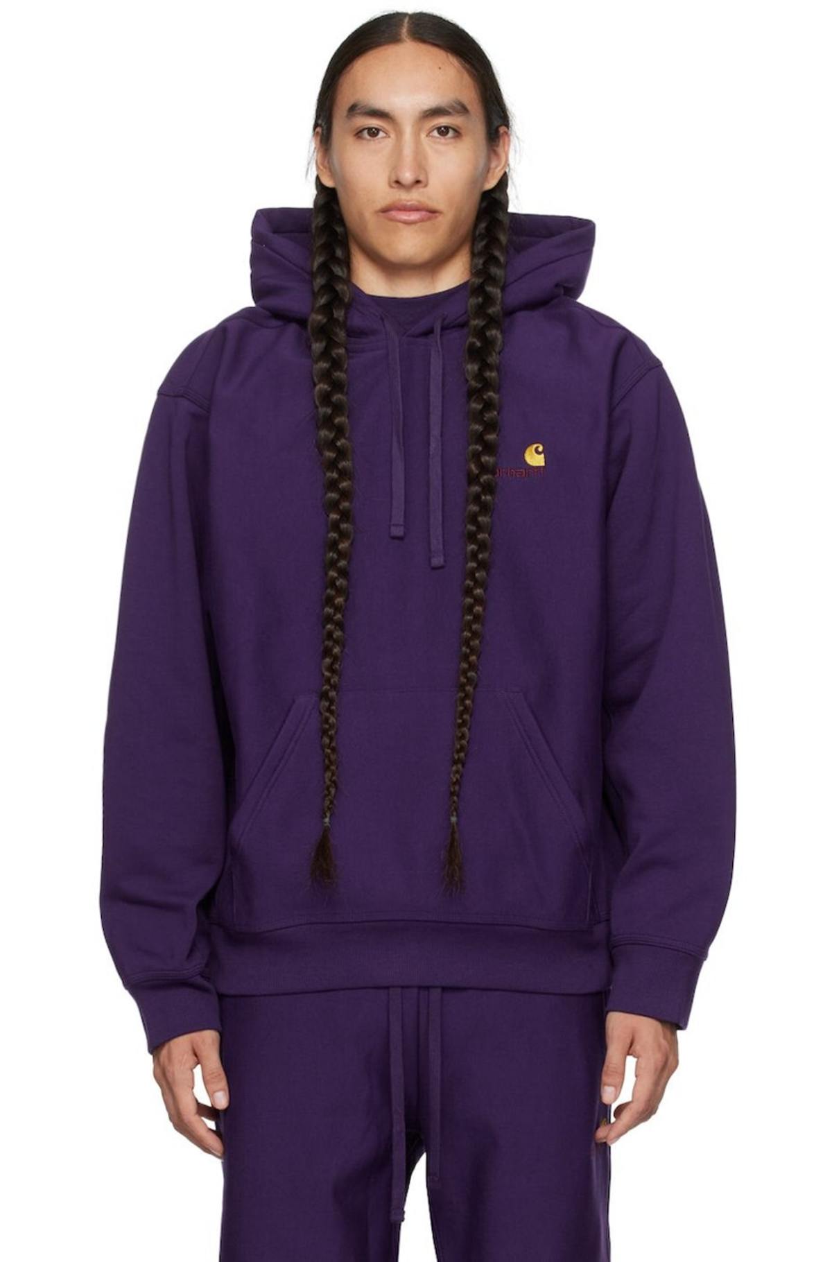 Carhartt Work In Progress Purple American Script Hoodie - Cassis |  Garmentory