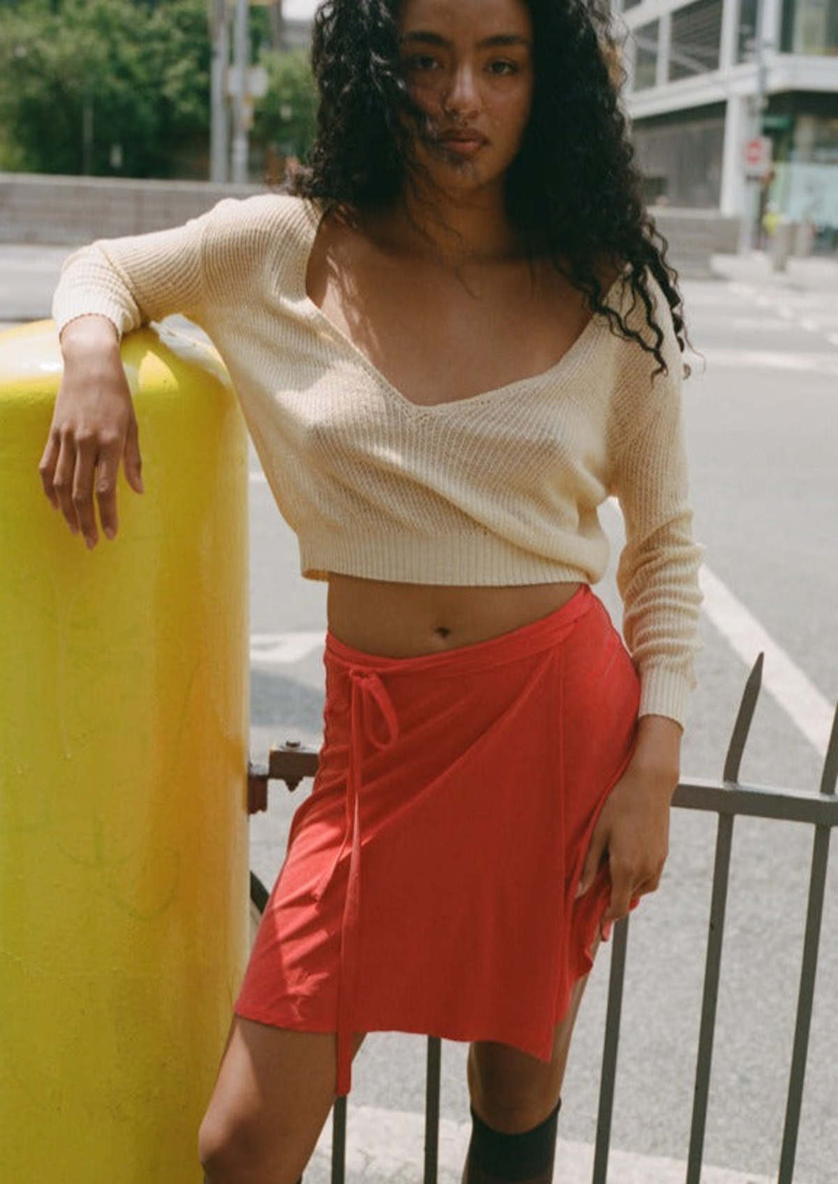 Maryam Nassir Zadeh Rhythm Wrap Skirt - Coral | Garmentory