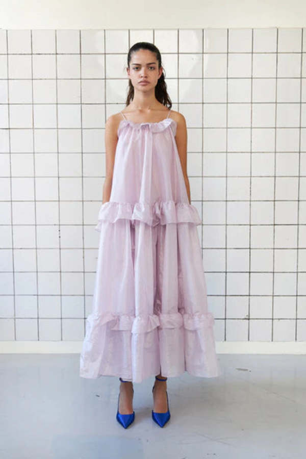powder purple dress Norma Kamali Diana Gown in Powder Purple