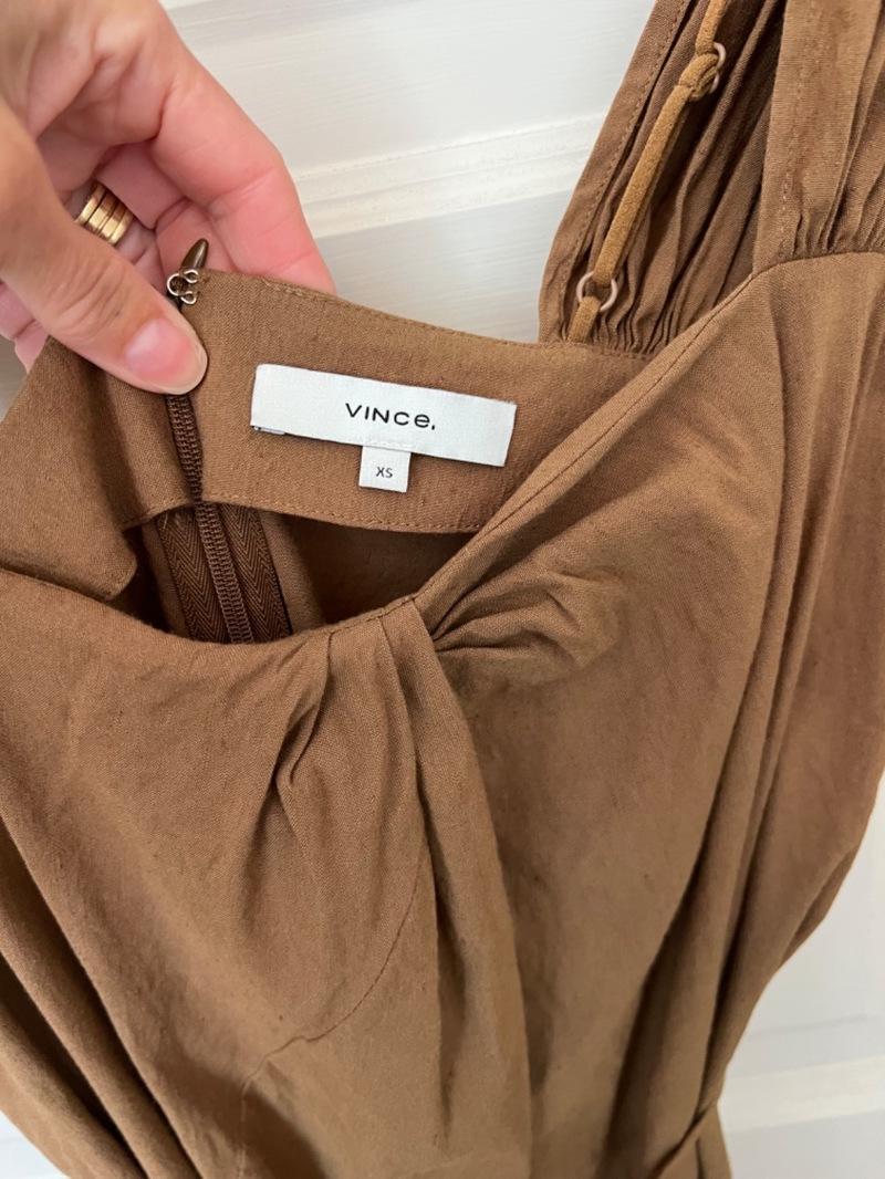 vince brown silk dress Vince // Brown Satin Dress – VSP Consignment main image 1