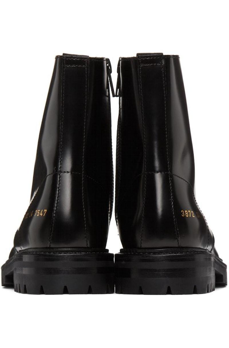 Common Projects Lug Sole Combat Boots Black Garmentory