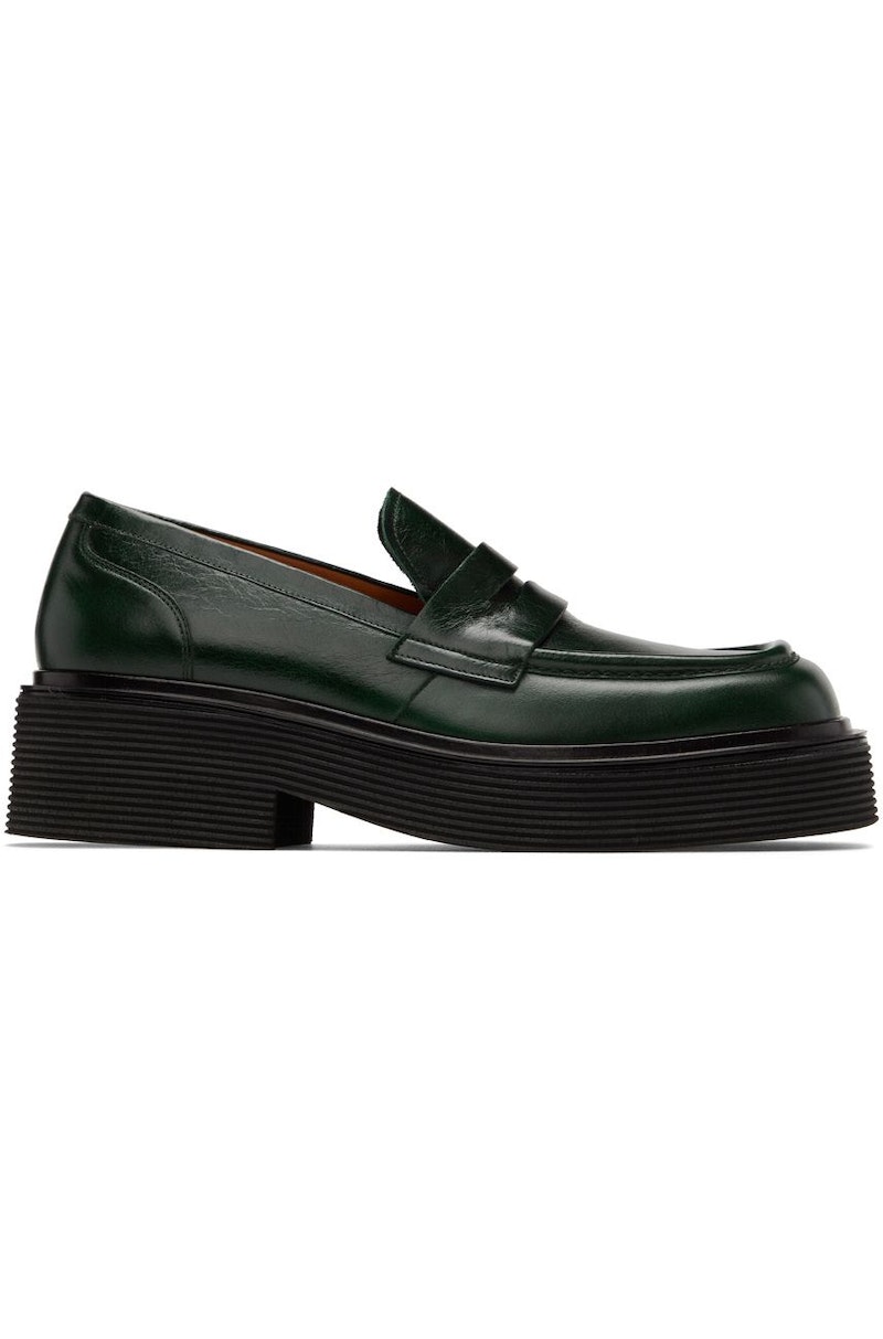 Marni Leather Penny Loafers - Green | Garmentory display picture 2