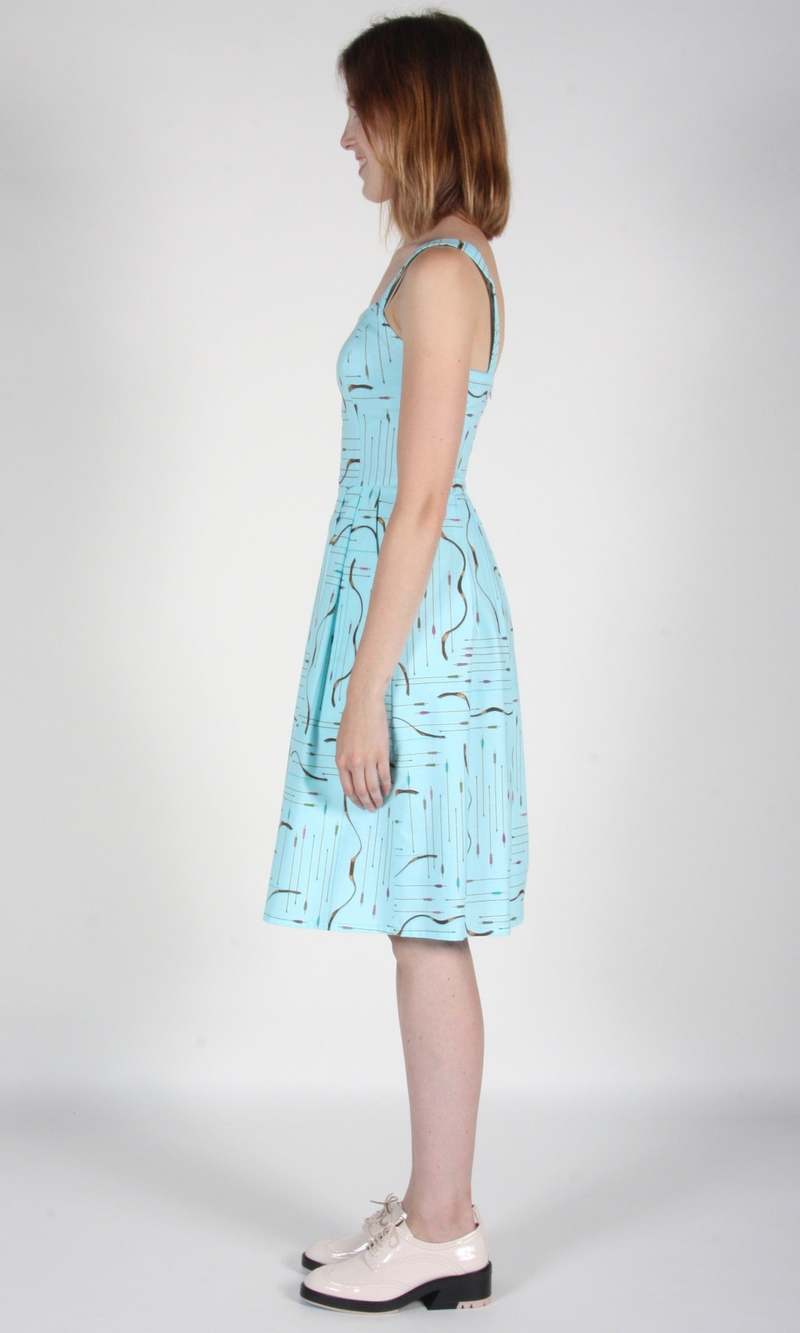 Birds of North America Purpletuft Dress - Blue Archery