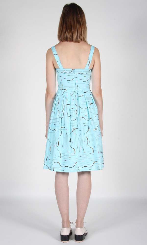 Birds of North America Purpletuft Dress - Blue Archery