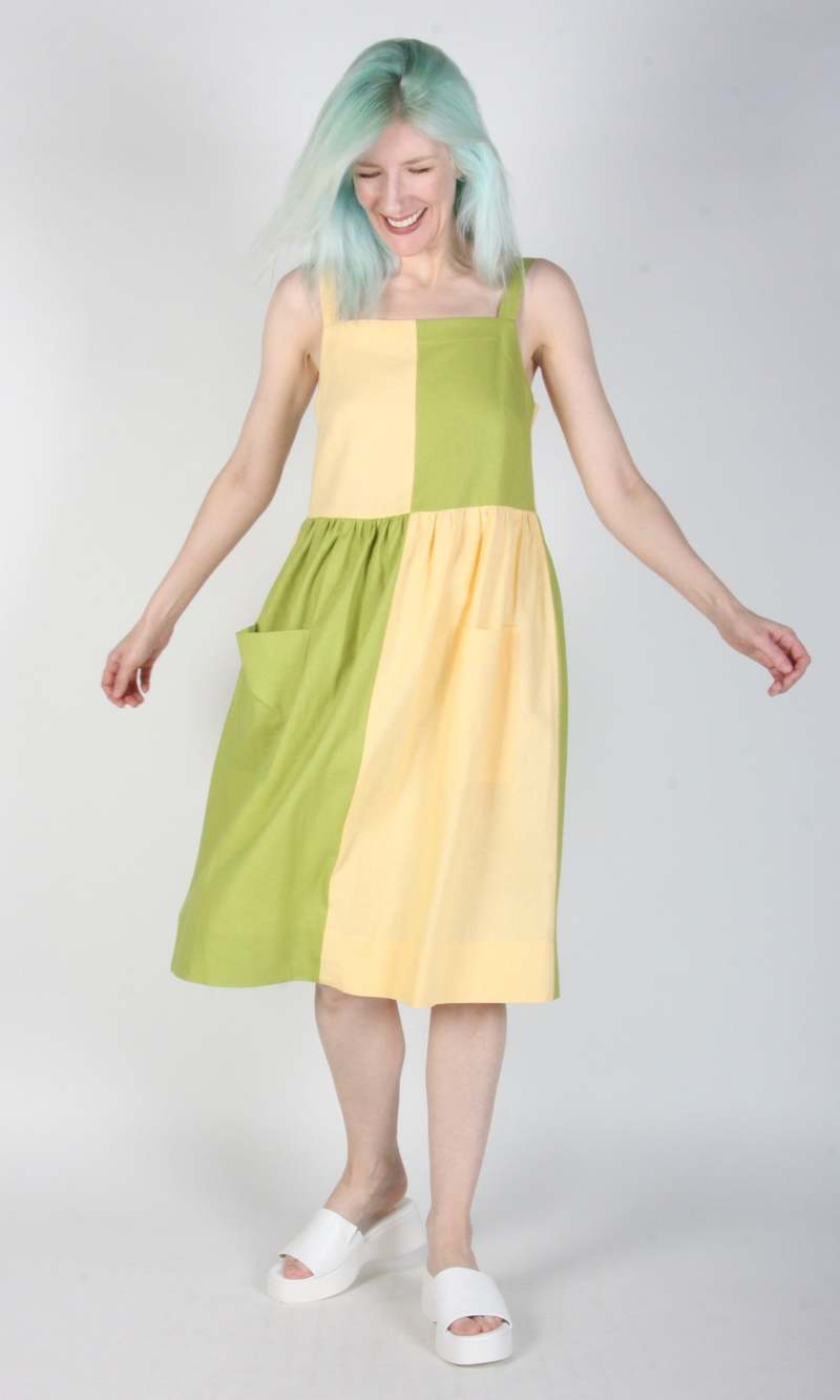 Birds of North America Timber Doodle Dress - Lemon/Lime