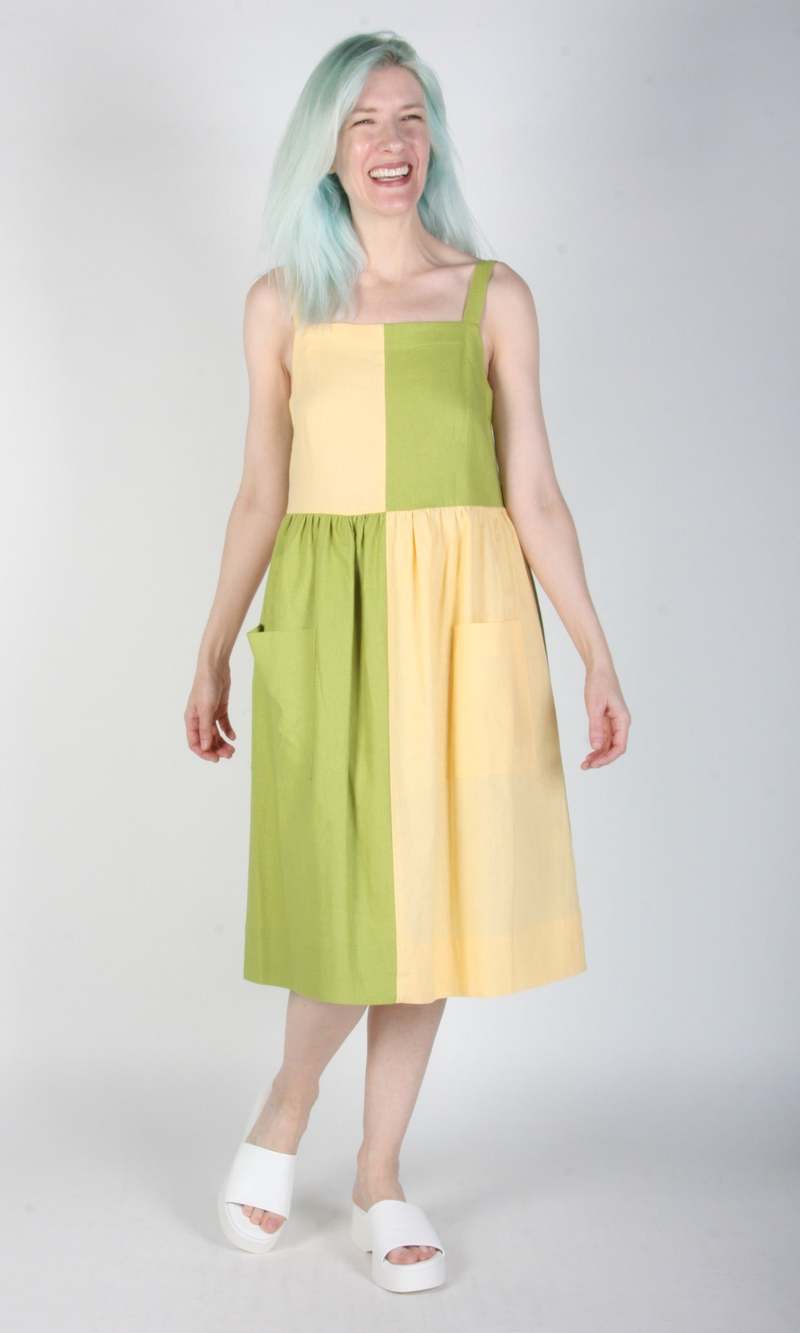 Birds of North America Timber Doodle Dress - Lemon/Lime