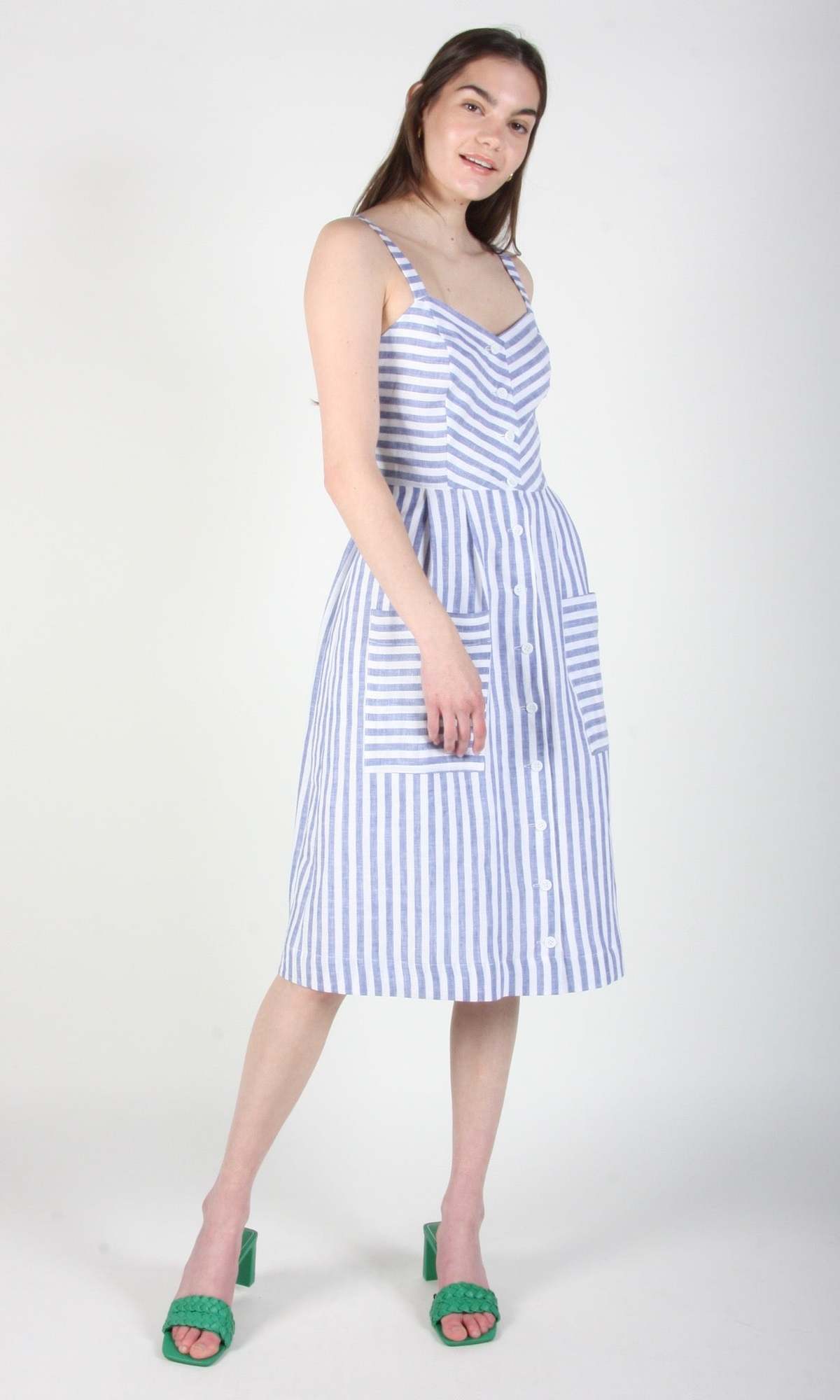 Birds of North America Vesper Sparrow Dress - Royal Stripe - Image 4 of 9