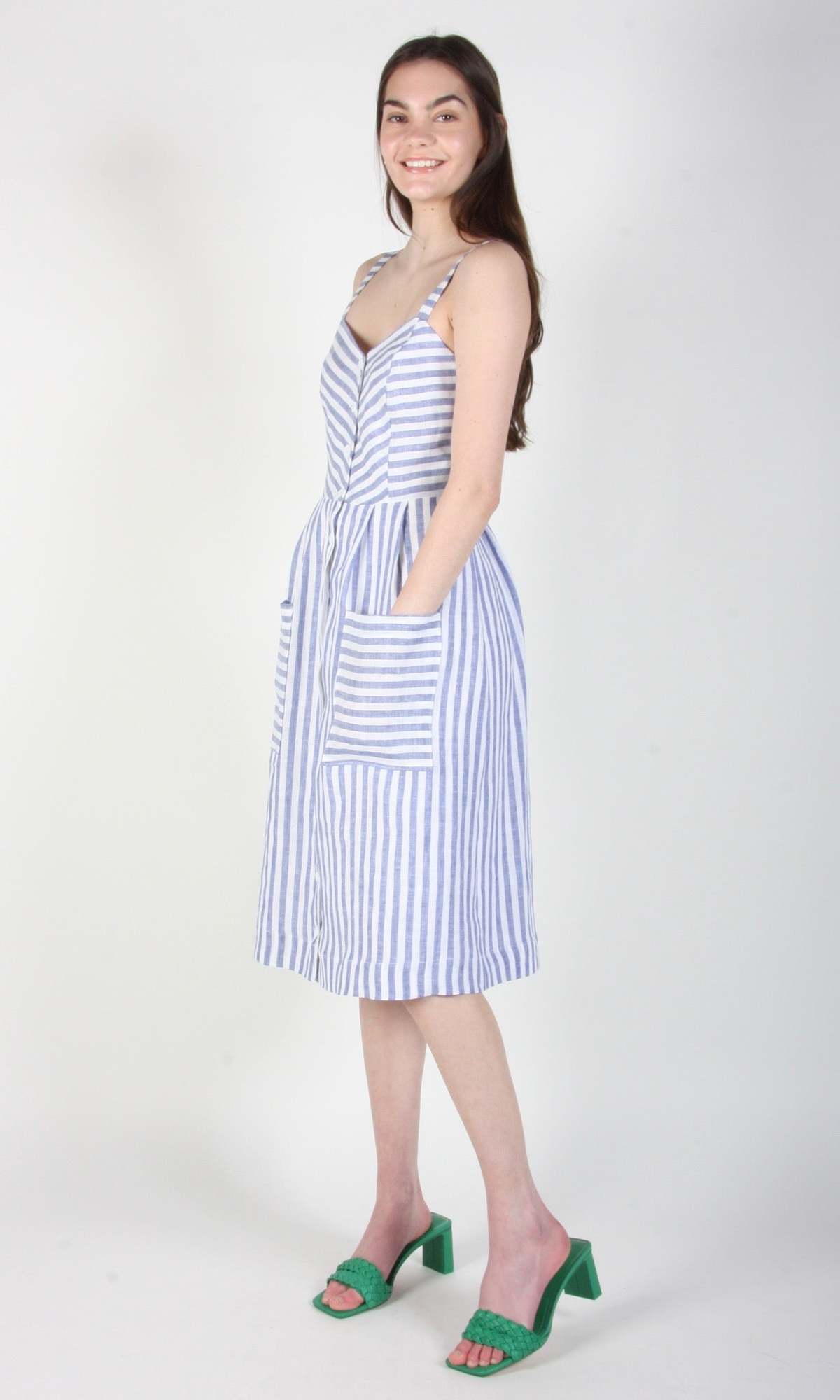 Birds of North America Vesper Sparrow Dress - Royal Stripe - Image 5 of 9