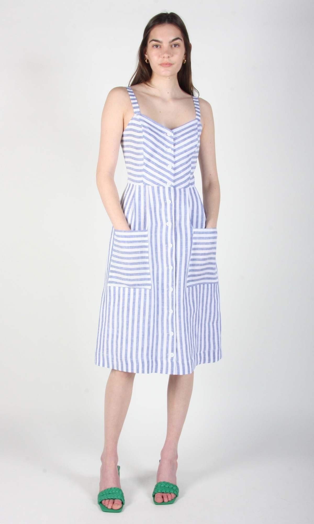 Birds of North America Vesper Sparrow Dress - Royal Stripe - Image 7 of 9