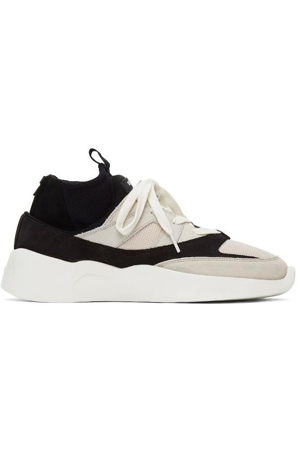 Essentials Black Beige Sock Runner Sneakers Cream/Black