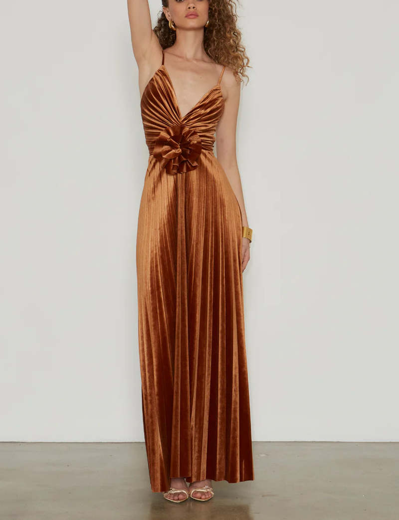 open lace back dress Flowy Dreams Sleeveless Crochet Maxi Dress (Burnt Orange)