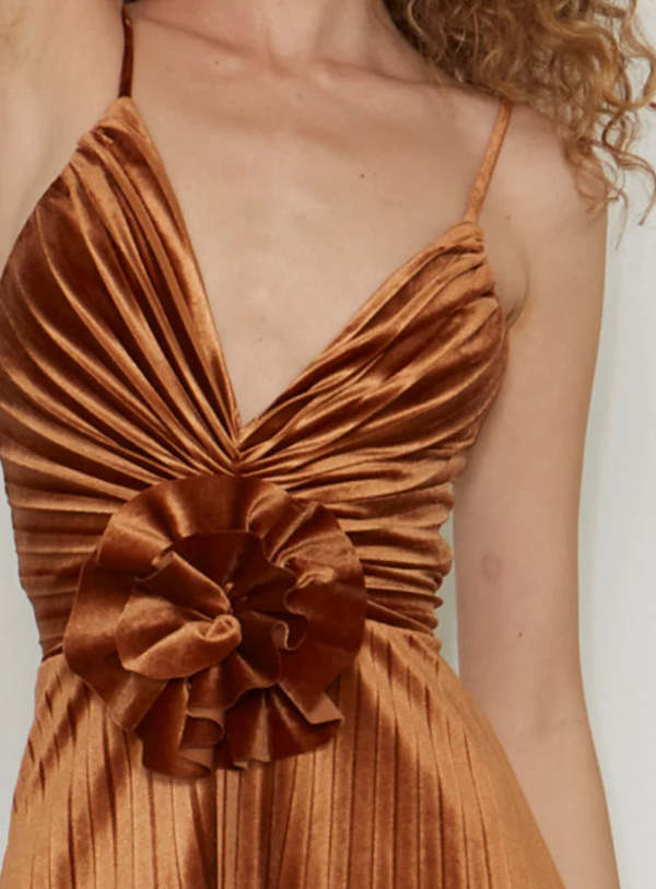 strapless open back dress IZA ORANGE RUFFLE MAXI DRESS – OFUURE main image 0