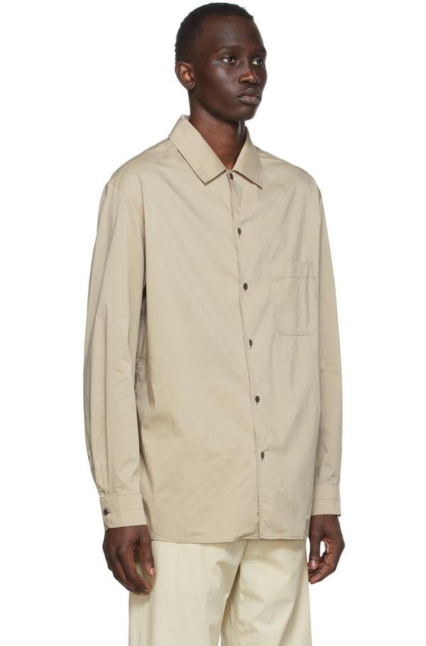 Lemaire Taupe Convertible Collar Shirt - Pale khaki | Garmentory