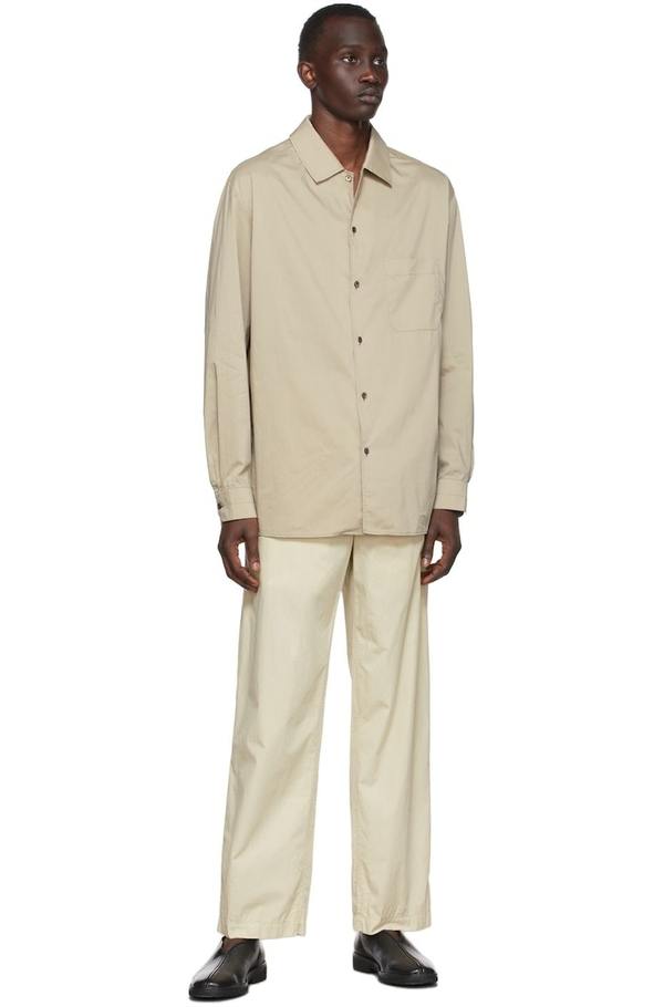 Lemaire Taupe Convertible Collar Shirt - Pale khaki | Garmentory