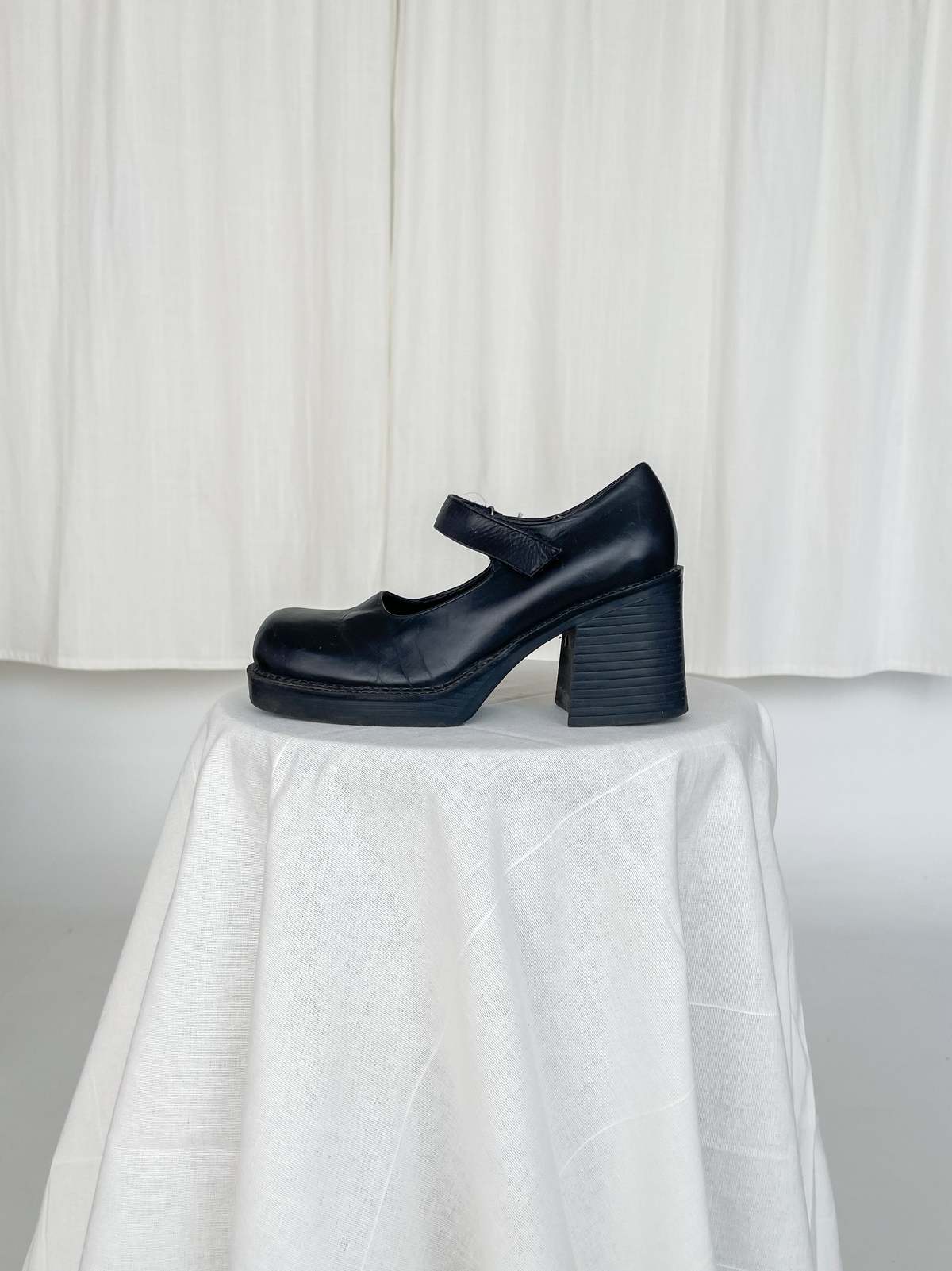 Leather Mary Jane Platform Heels Black Garmentory