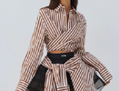 Monse Striped Long Sleeves Shirt - Brown/Ivory - Thumbnail 8