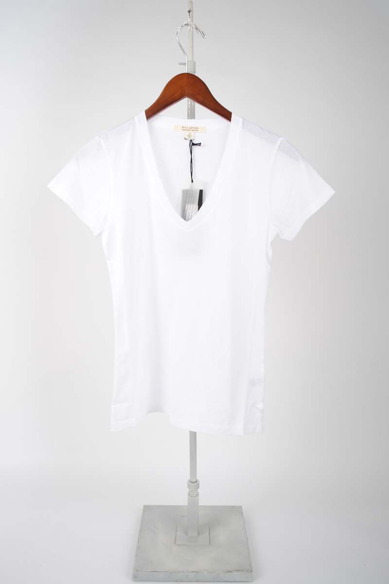 Nili Lotan Carol V-Neck Tee Shirt - White