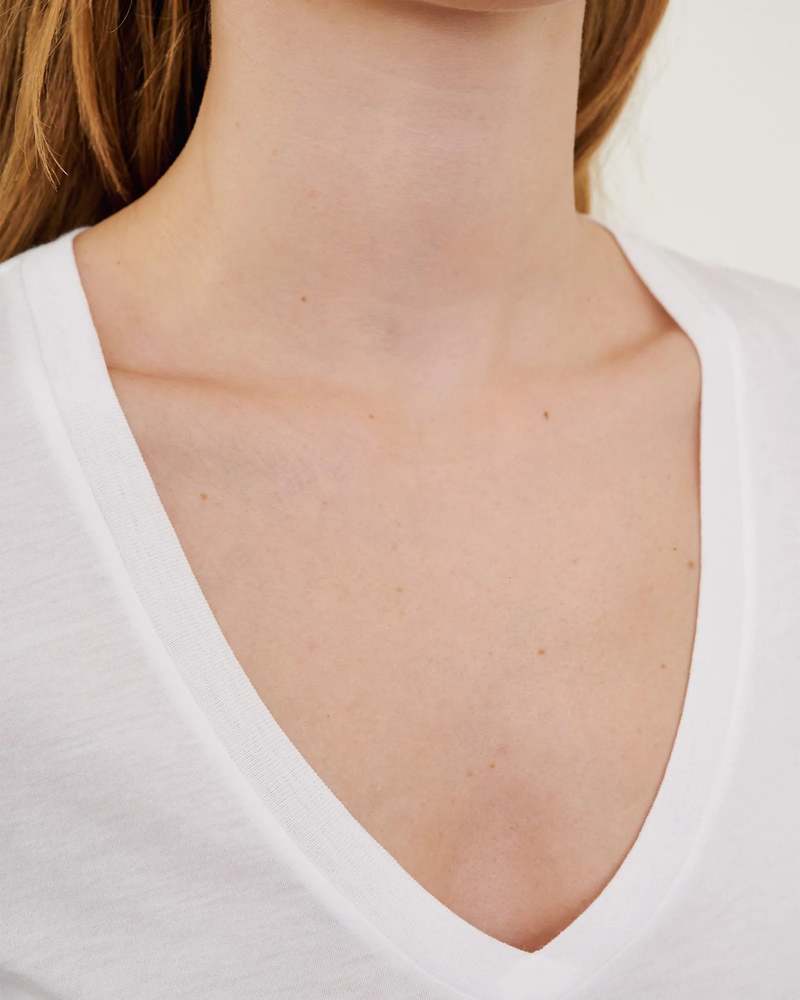 Nili Lotan Carol V-Neck Tee Shirt - White