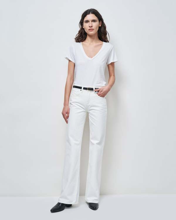 Nili Lotan Carol V-Neck Tee Shirt - White