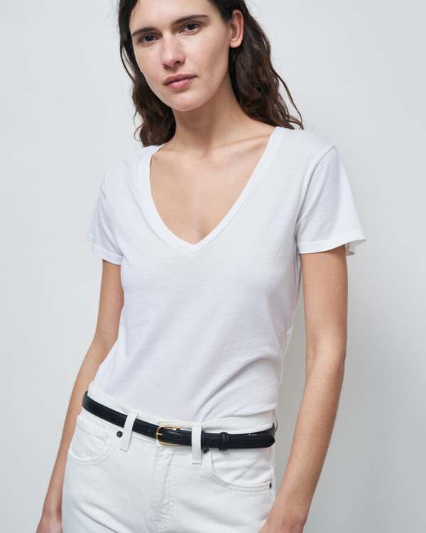 Nili Lotan Carol V-Neck Tee Shirt - White