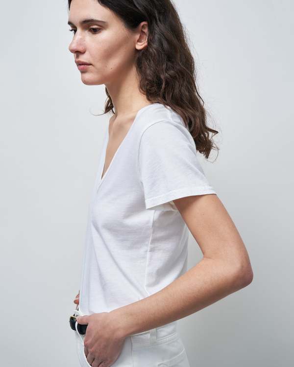 Nili Lotan Carol V-Neck Tee Shirt - White