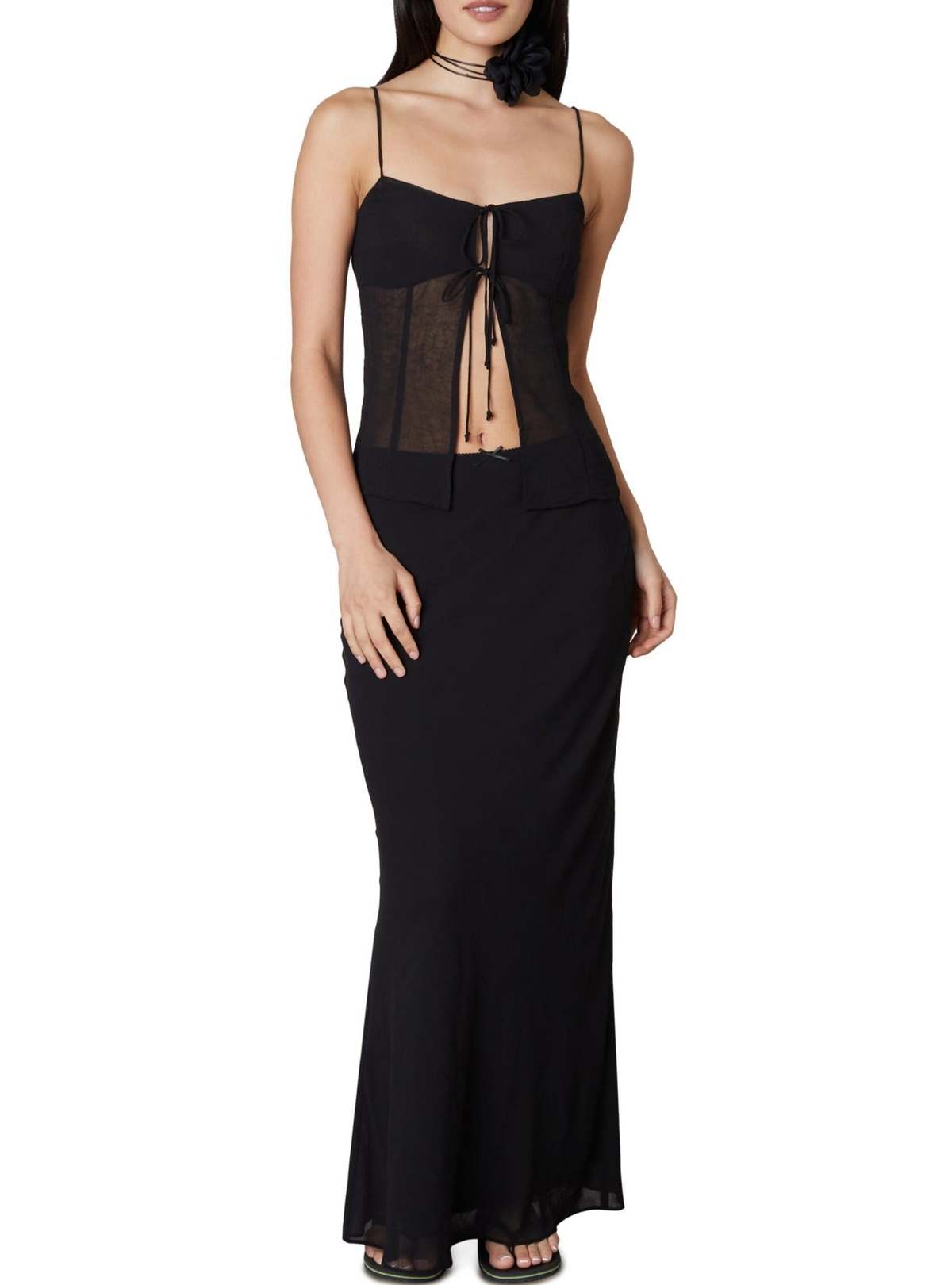 Black Crinkle Maxi Skirt main image 1