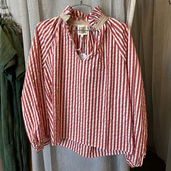 A Shirt Thing Josephine Top - Red Stripe