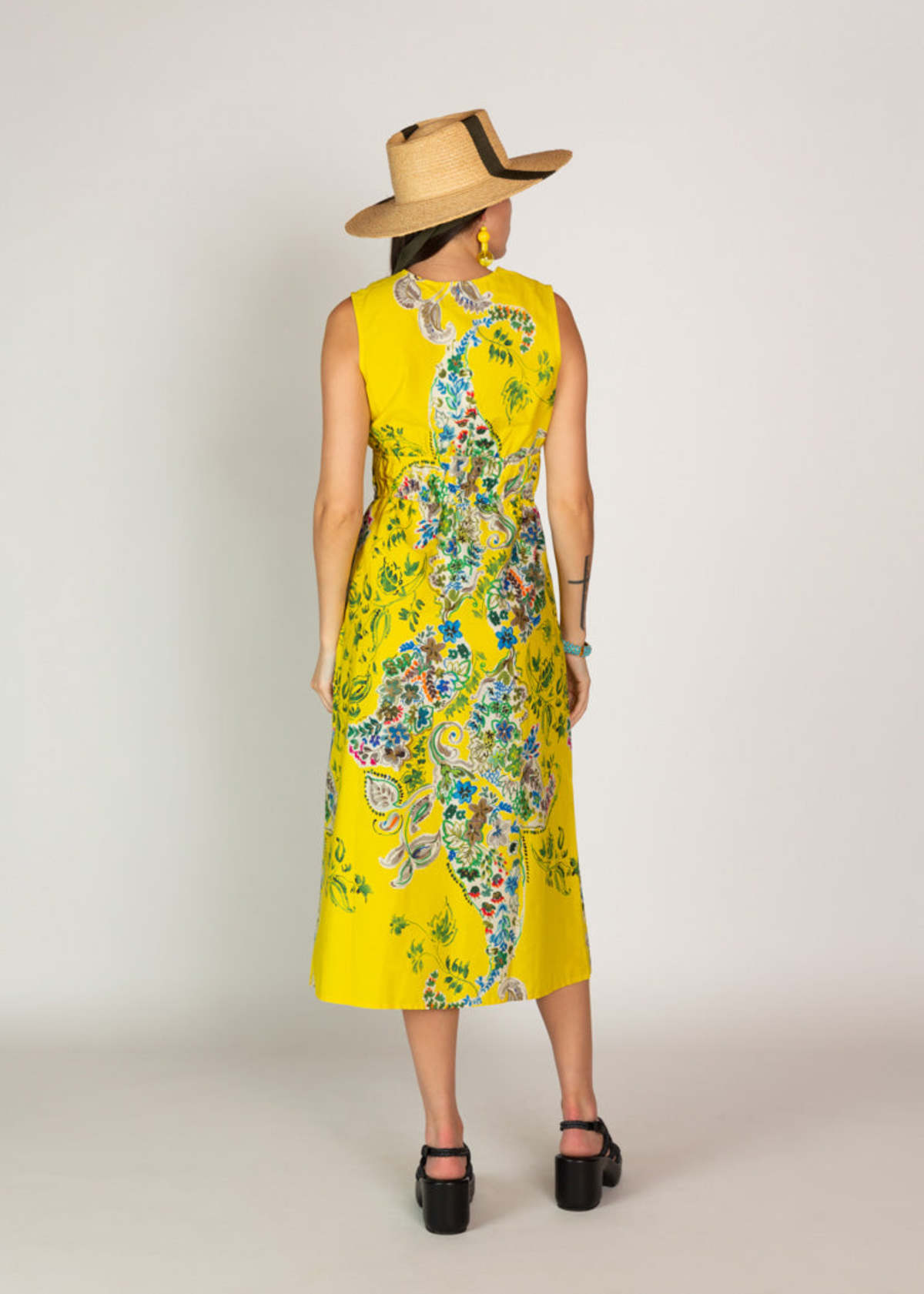 knee length dresses for ladies Backless Dress with Floral Print