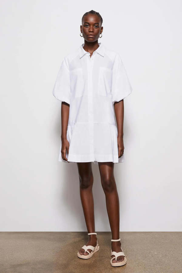 white christmas dresses Mariana Mixed Print Cotton & Linen Minidress main image 1