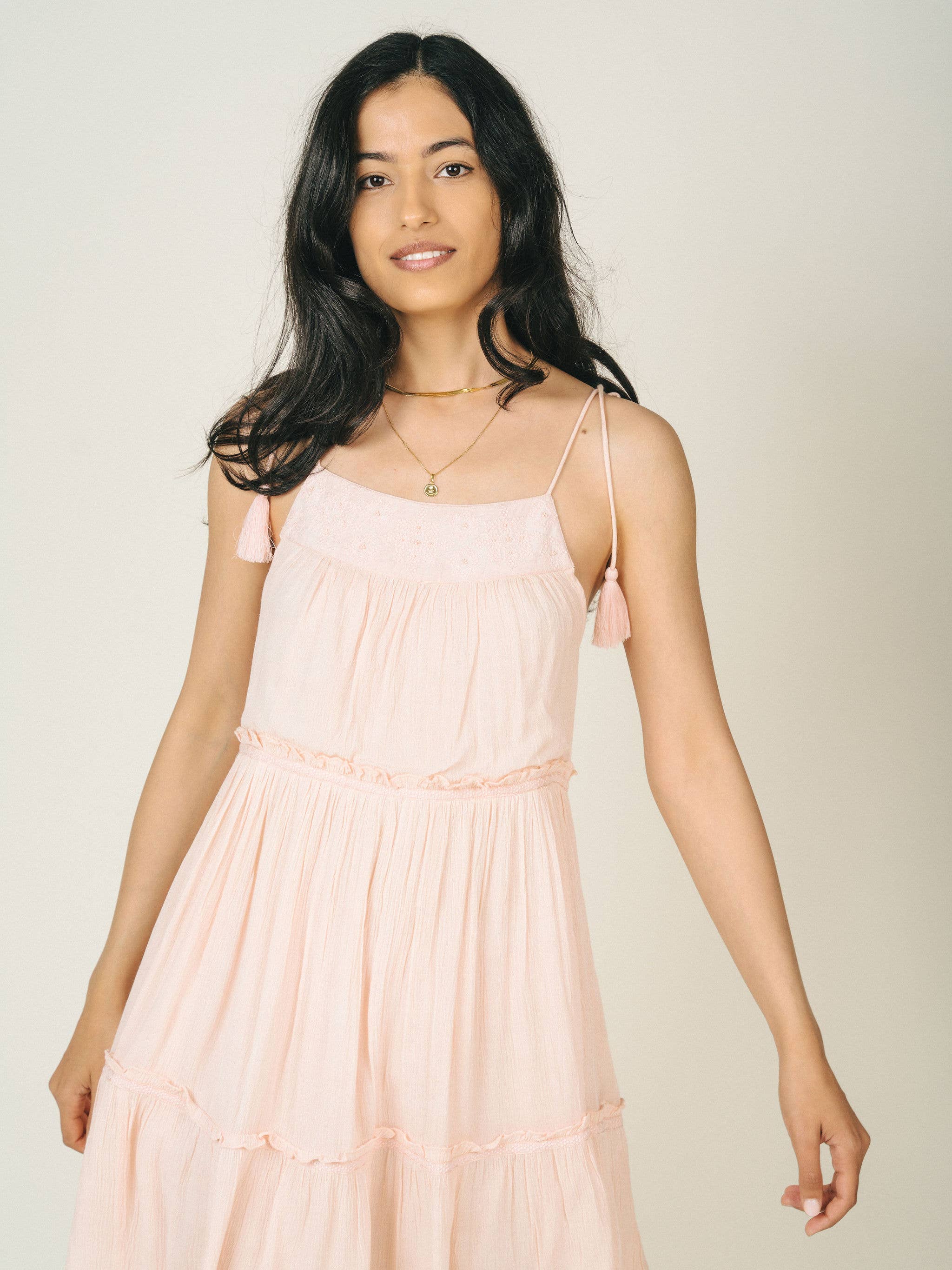 strapless open back dress Lace Bodice Dress | Blush Pink Flower Girl Dress main image 0
