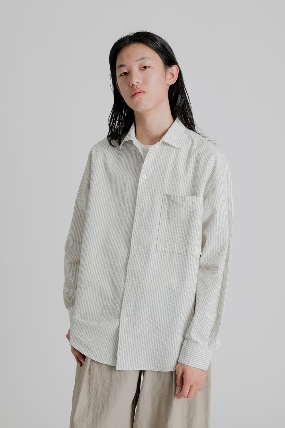 FRIZMWORKS Seersucker Stripe Napoli Shirt - White | Garmentory
