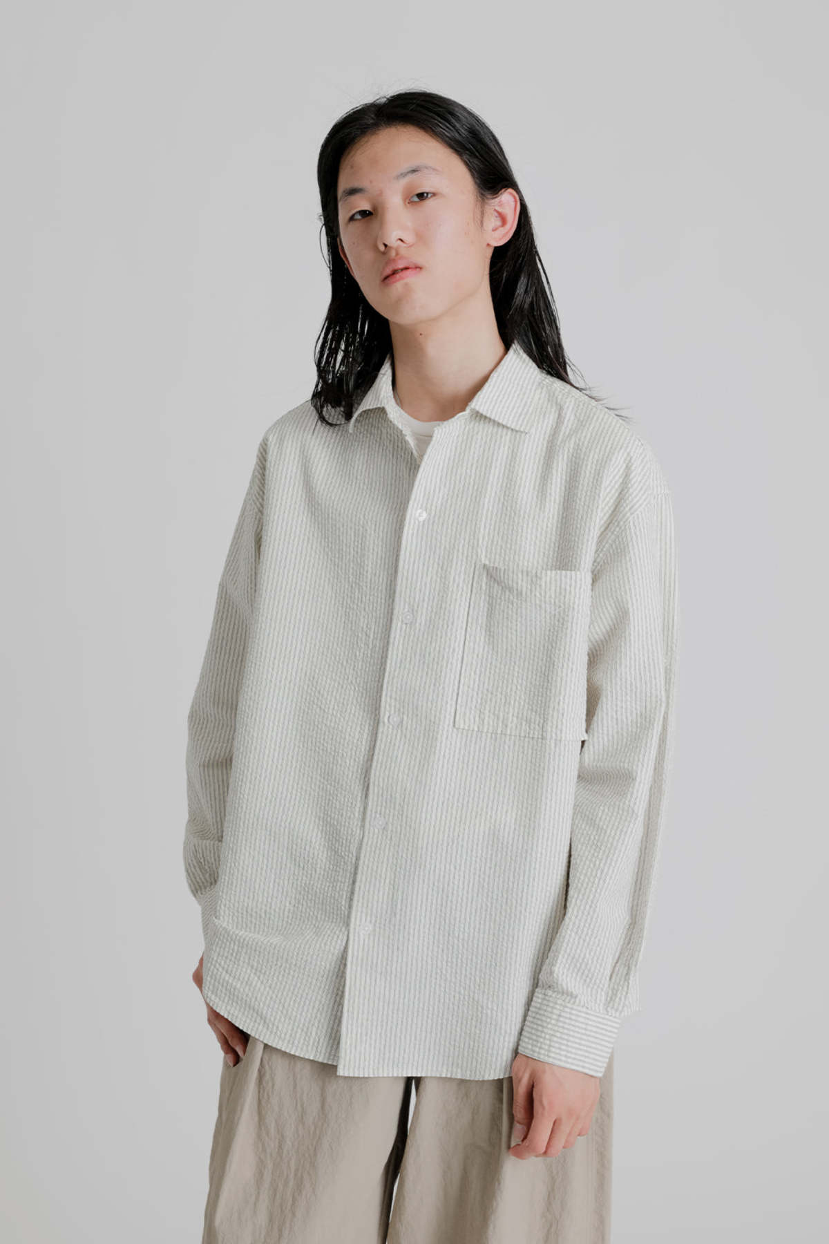 FRIZMWORKS Seersucker Stripe Napoli Shirt - White | Garmentory