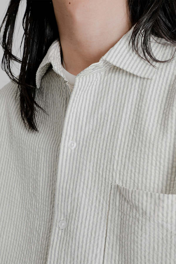 FRIZMWORKS Seersucker Stripe Napoli Shirt - White | Garmentory
