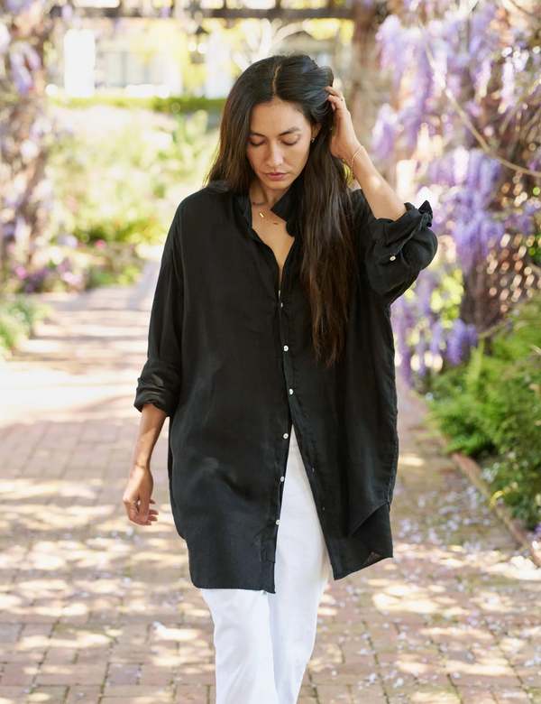 Frank & Eileen Mackenzie Linen Button Up - Black | Garmentory