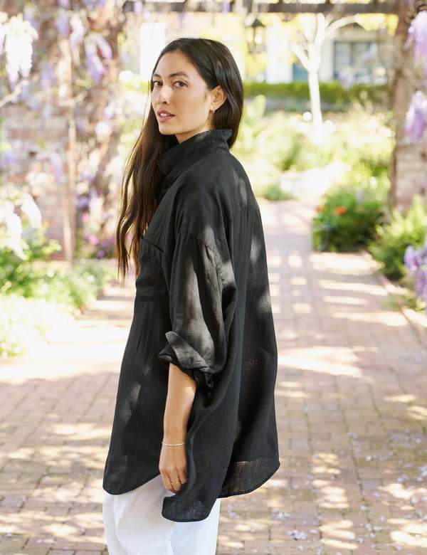 Frank & Eileen Mackenzie Linen Button Up - Black | Garmentory