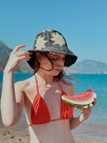 KAMIYA Wave Ox Bucket Hat - Black | Garmentory