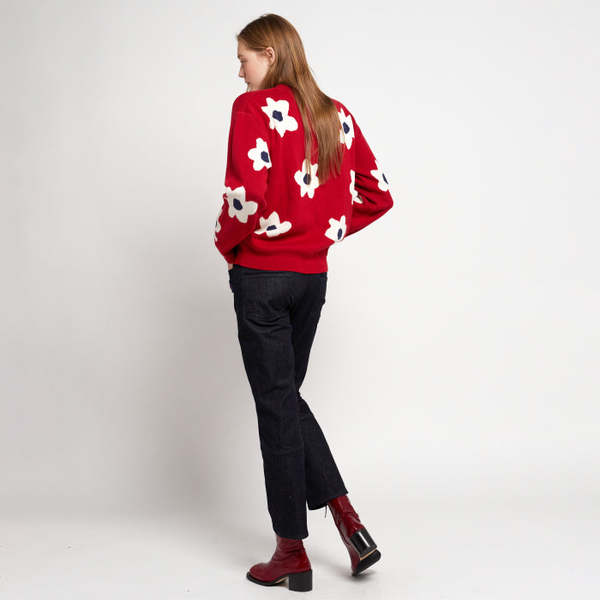 Bobo Choses Flower Jacquard Sweater - Burgundy Red | Garmentory