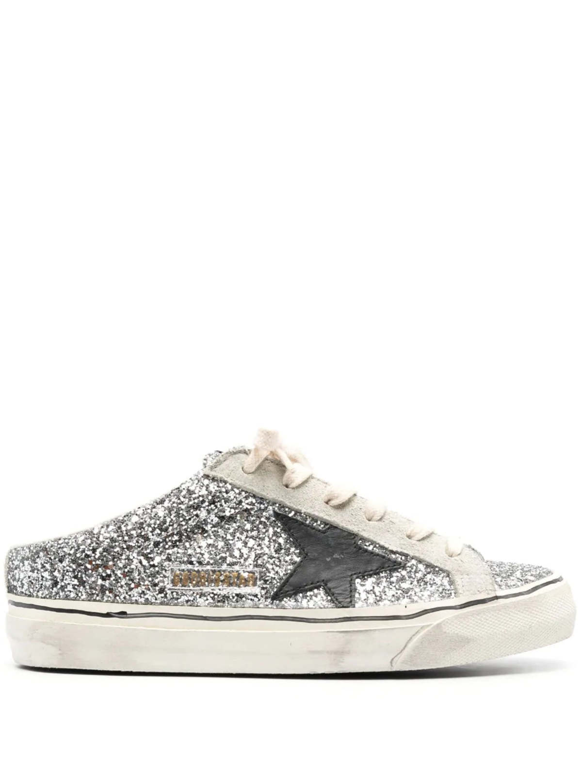 関税込★Golden goose Silver Glitter Superstar Sabot Sneakers Golden Goose Super Star Glitter Sabot - SIlver/Black