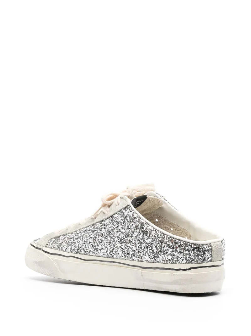 関税込★Golden  Silver Glitter Superstar Sabot Sneakers Sabot Golden Goose Superstar Glitter Silver with Red - E