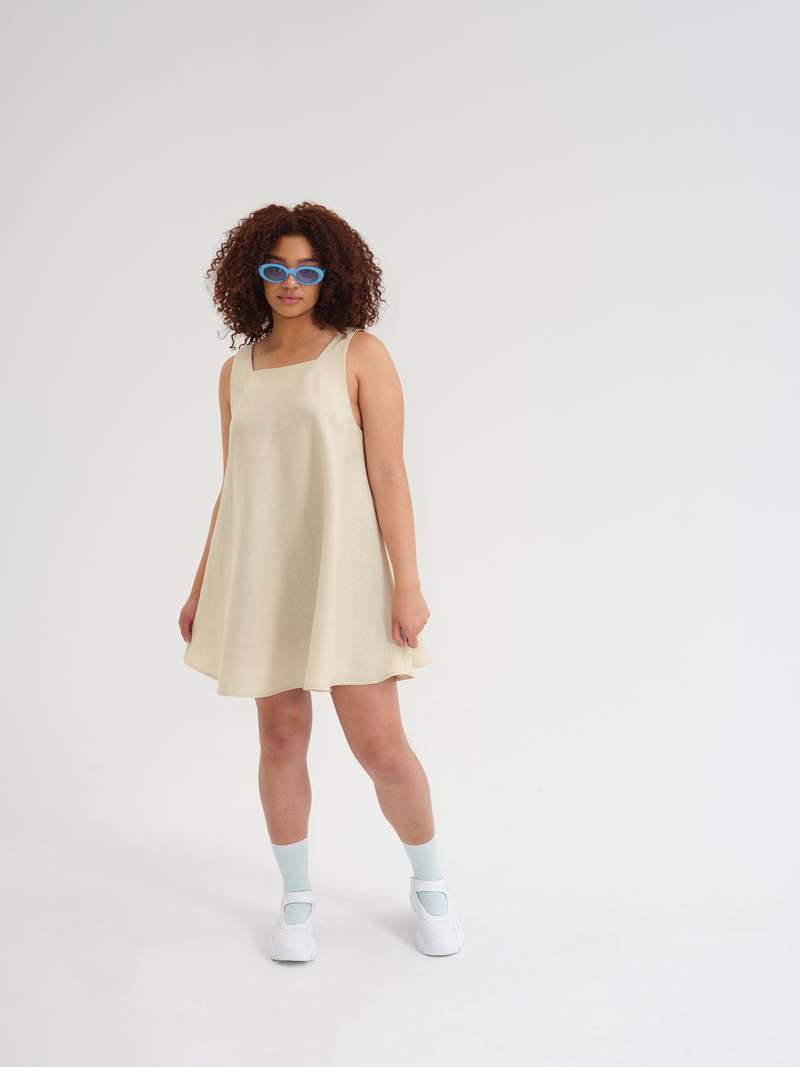 Odeyalo NILI flare linen dress - natural Odeyalo NILI flare linen dress - natural