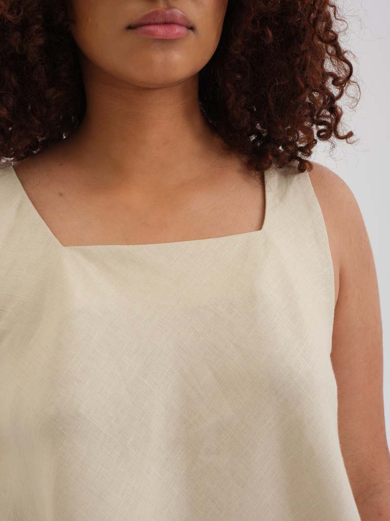 Odeyalo NILI flare linen dress - natural Odeyalo NILI flare linen dress - natural